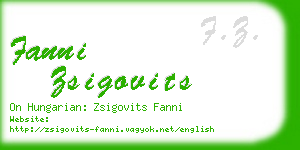 fanni zsigovits business card